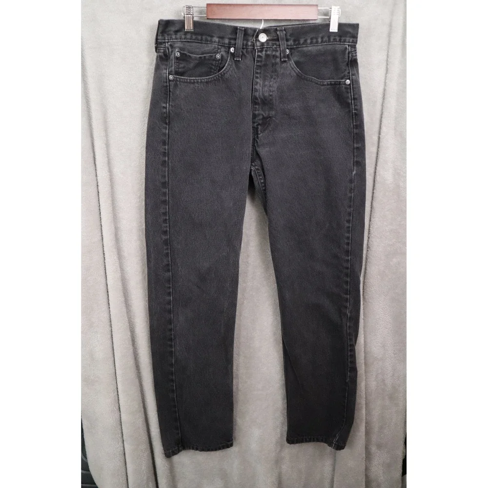 Levis 505 Regular Fit Jeans Mens 34x32 Faded Black Straight Leg Denim 1143